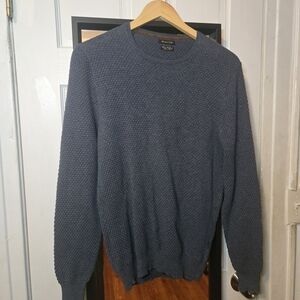 Massimo Dutti Textured Navy Crewneck Sweater